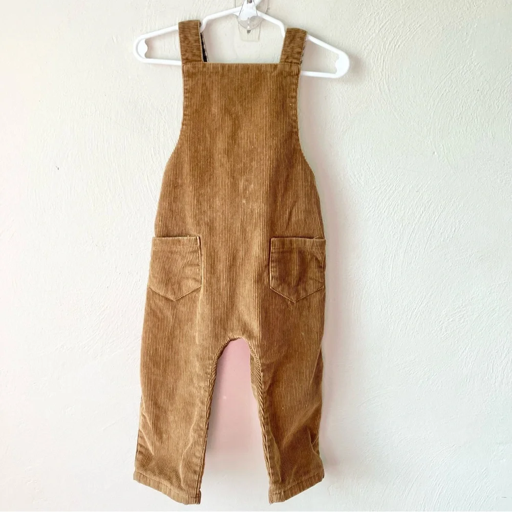 Little James Clothing Tan Corduroy Overalls